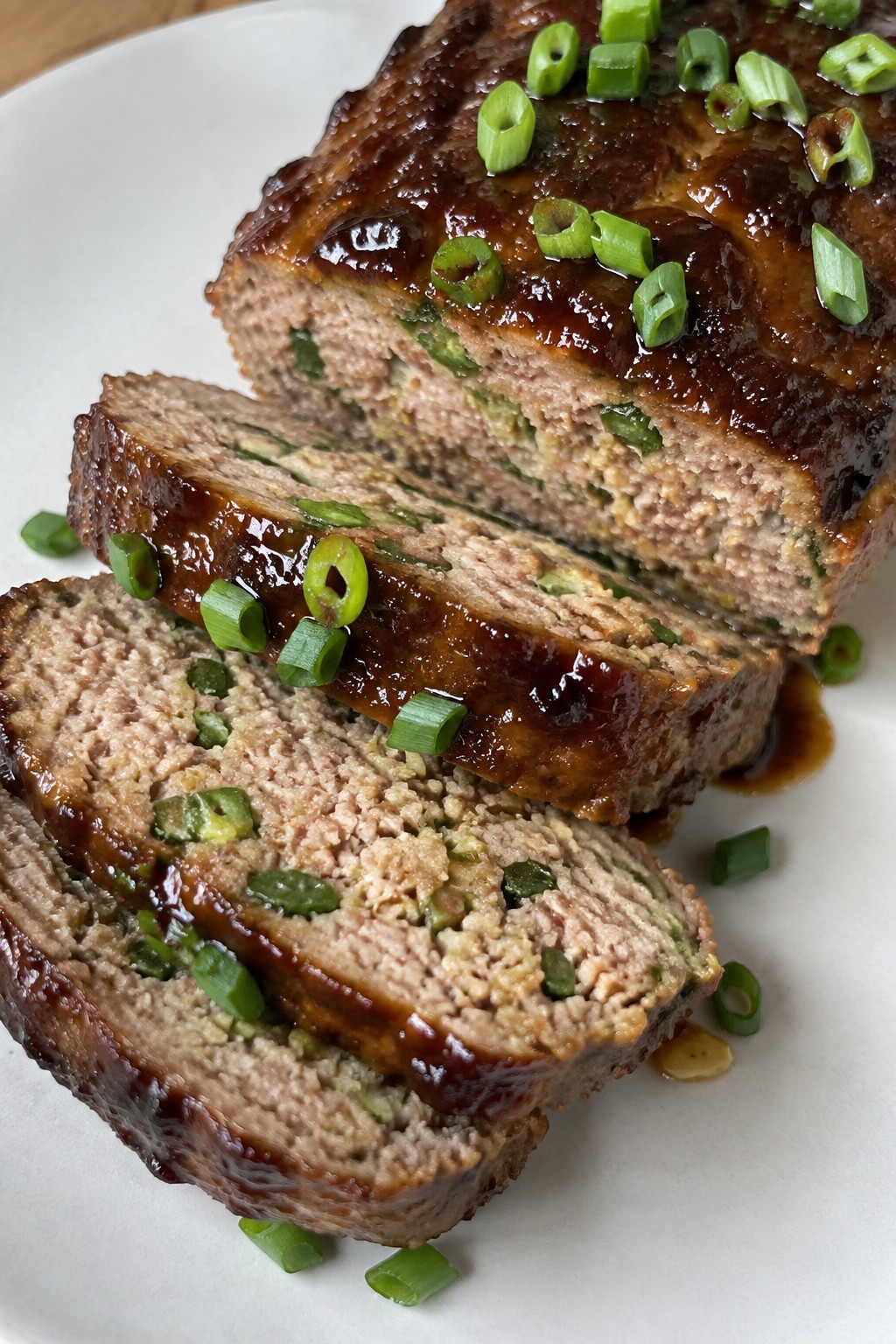 Asian Ginger Scallion Meatloaf with Soy Glaze