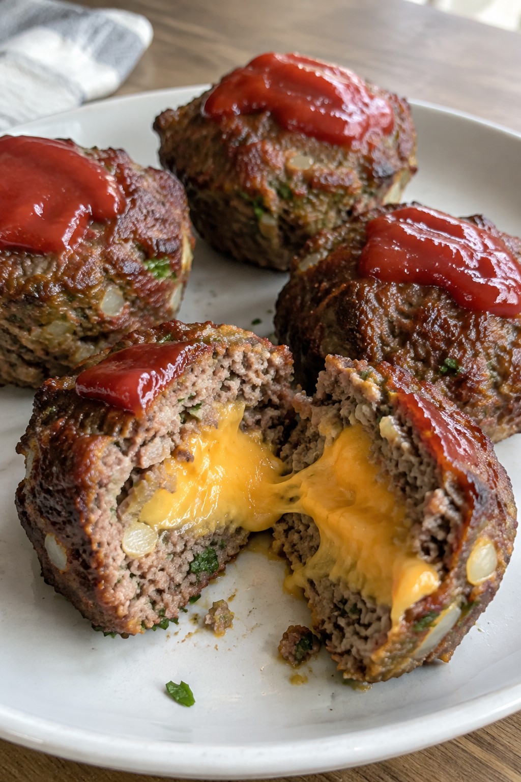 Classic Beef Mini Meatloaves with Cheddar Centers