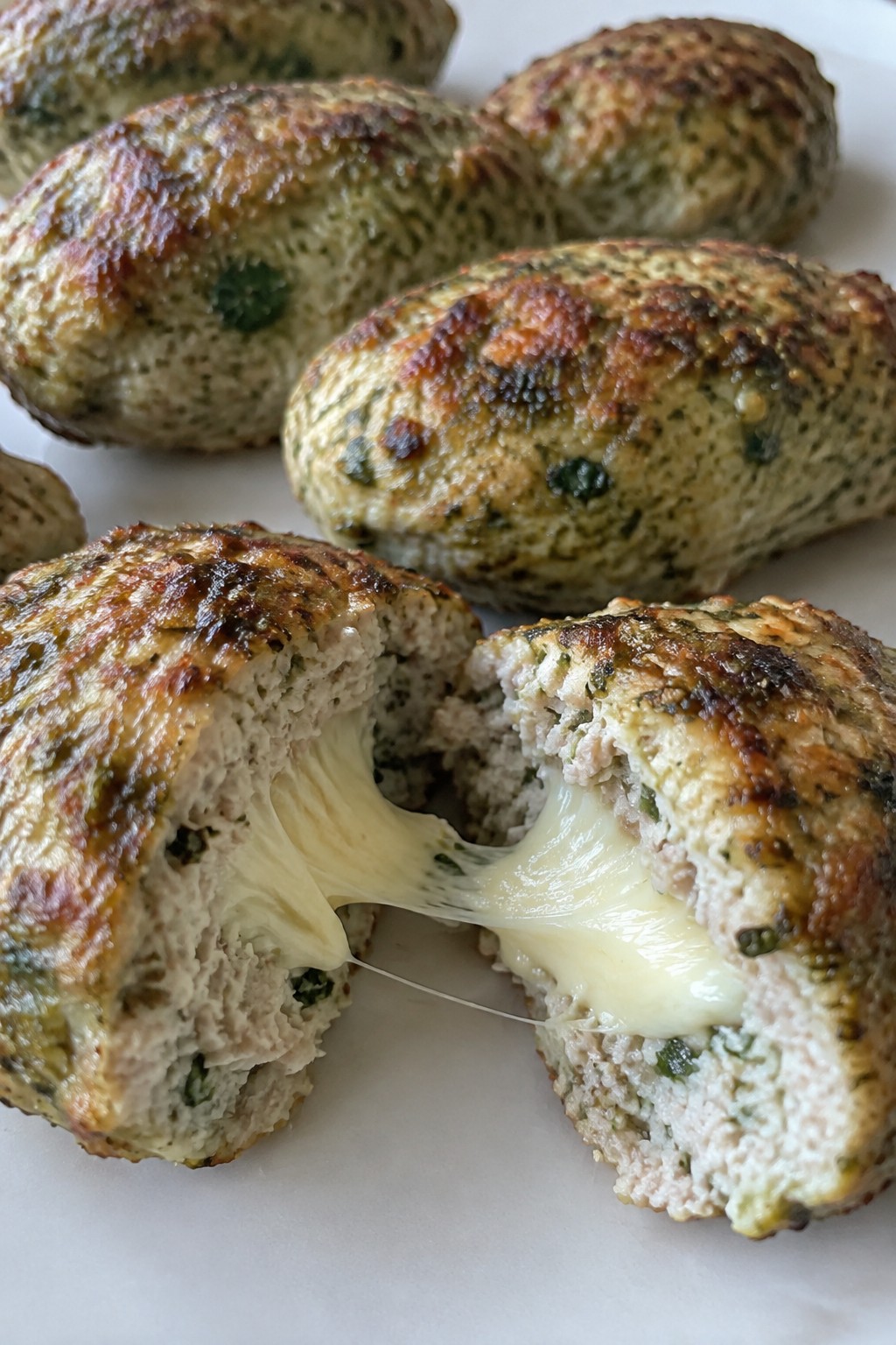 Pesto Chicken Mini Meatloaves with Provolone Centers