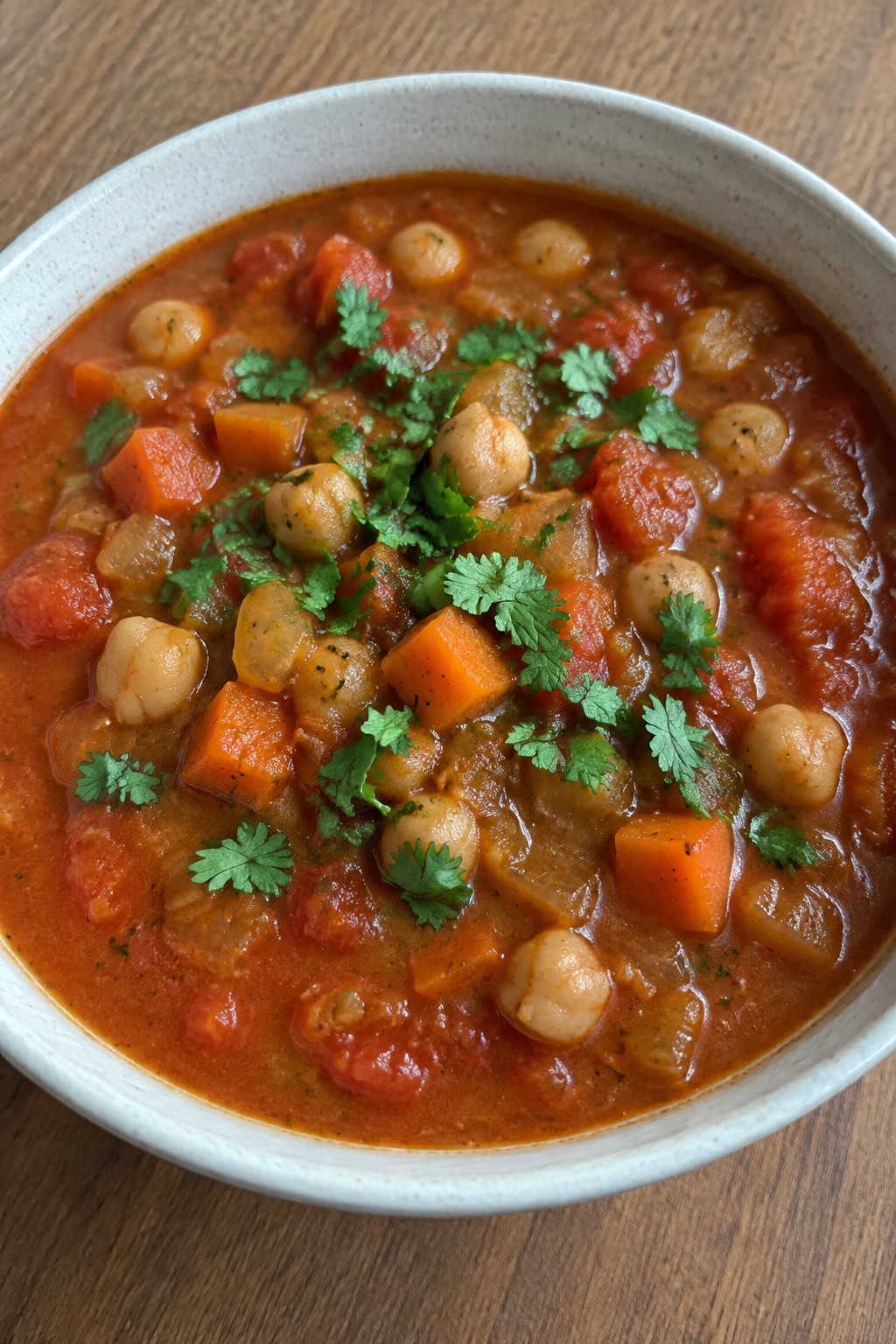 Spicy Moroccan Chickpea and Tomato Soup
