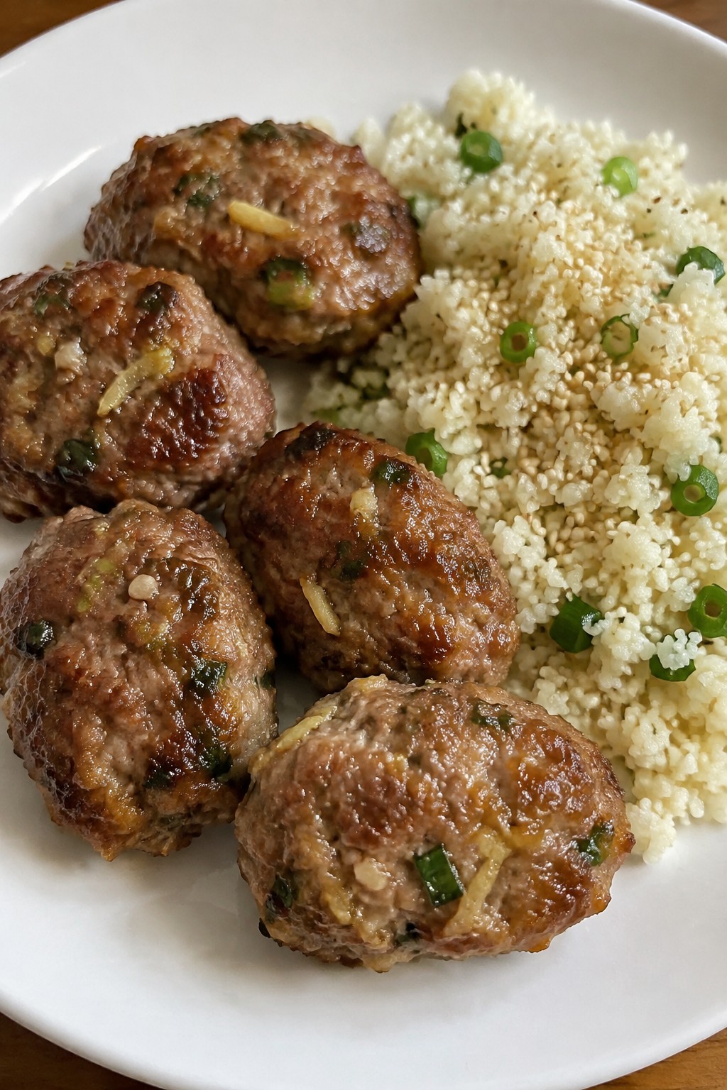Asian Ginger Pork Mini Meatloafs with Cauliflower Rice