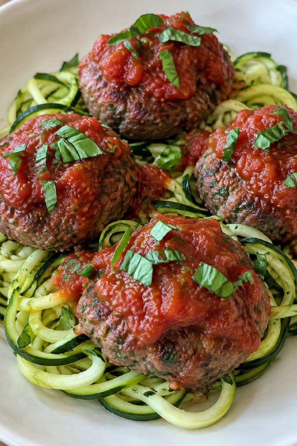 Italian Herb Beef Mini Meatloafs with Zucchini Noodles