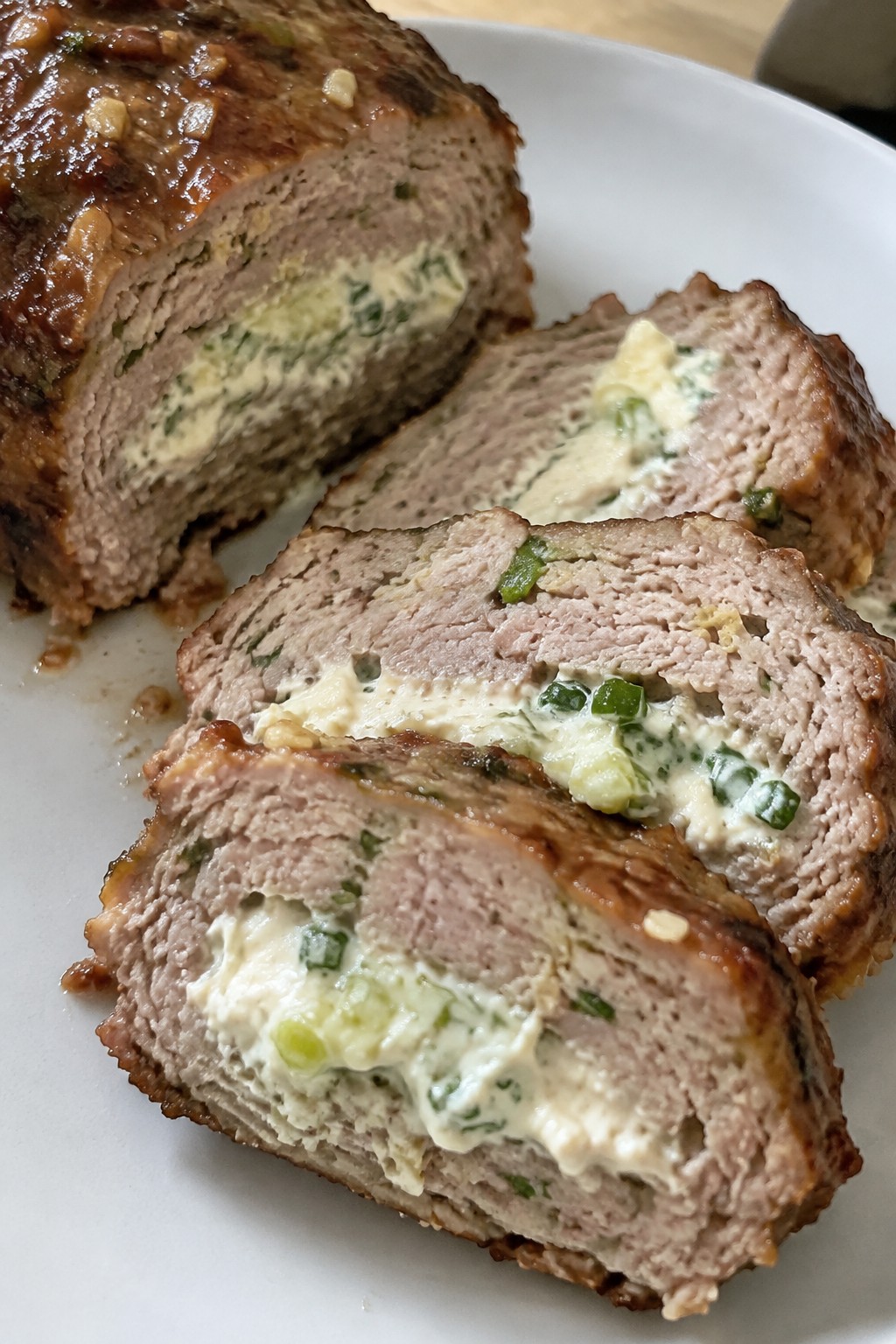 Asian Ginger-Pork Meatloaf with Scallion Cream Cheese Filling