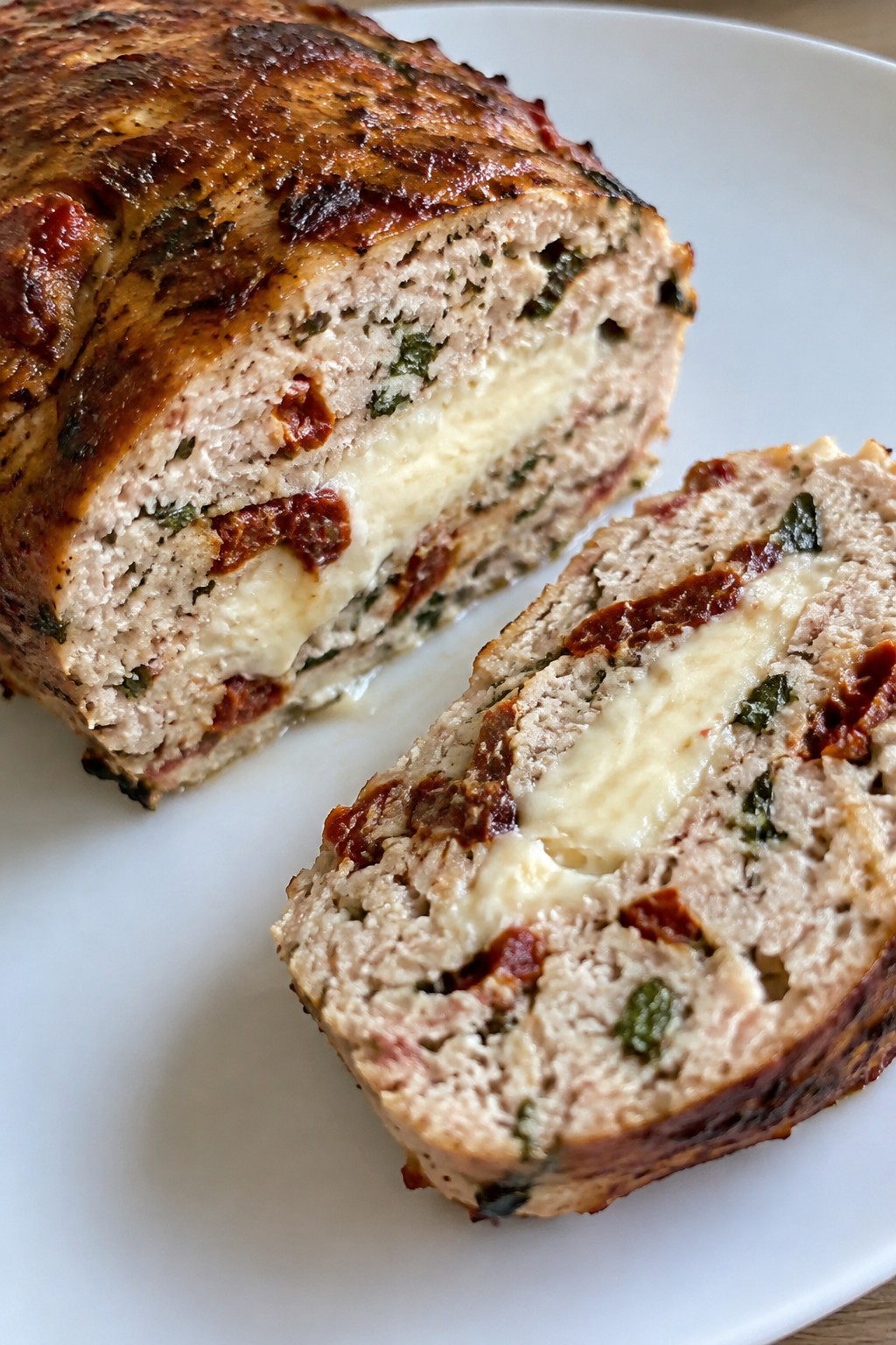 Mediterranean Chicken Meatloaf with Sun-Dried Tomato and Goat Cheese