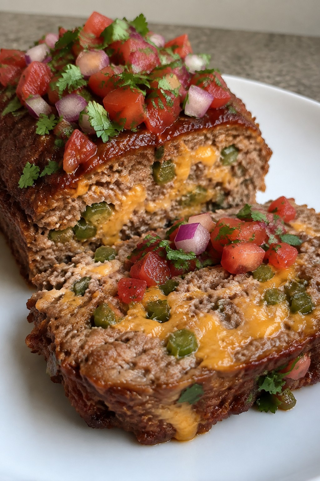 Jalapeño Cheddar Meatloaf with Fresh Salsa